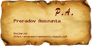 Preradov Asszunta névjegykártya